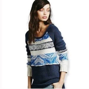 FREE PEOPLE KNIT FRAYED LONG SWEATER